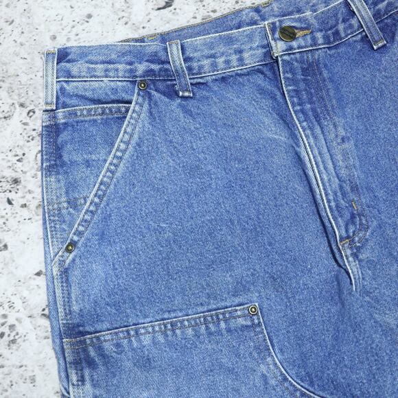 Vintage Carhartt B73 DST Faded Blue Jeans Denim Double Knee Carpenter Pant 33x31 - Picture 6 of 16